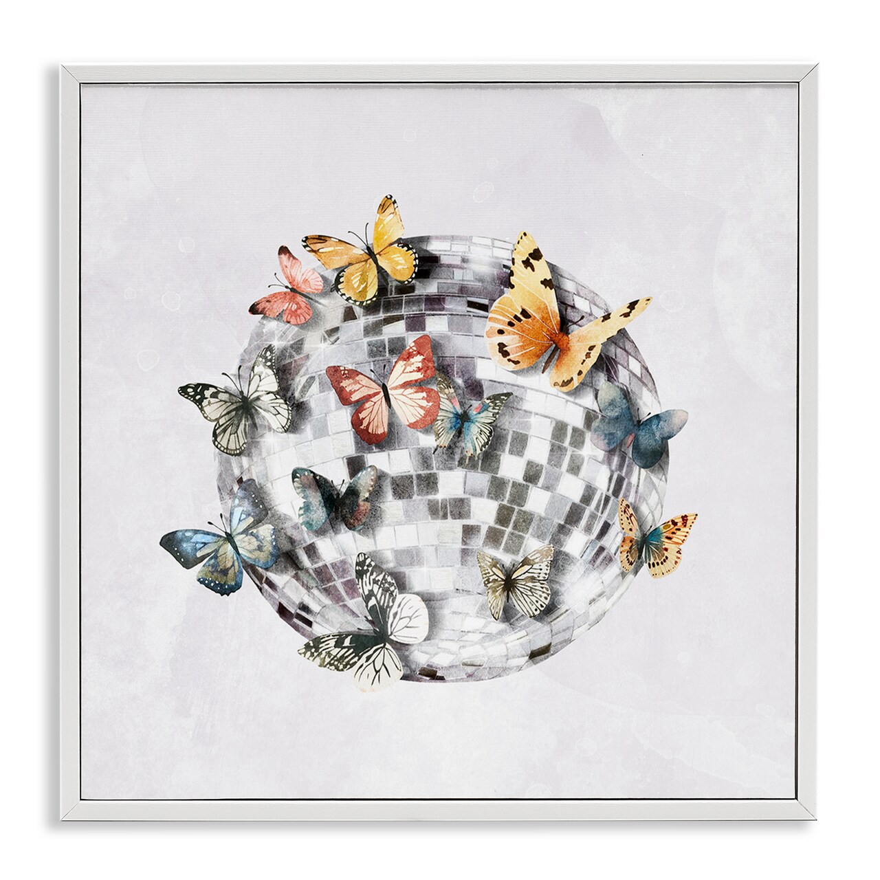 Stupell Industries Butterflies on Disco Ball Framed Giclee Wall Art Design by Svetlana Aleynikova